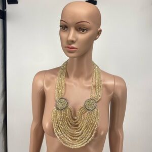 Elegant Clear AB Gold Beaded Jewelry Set